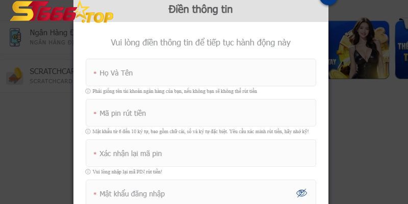 Tạo thông tin và mật khẩu giao dịch là điều bắt buộc